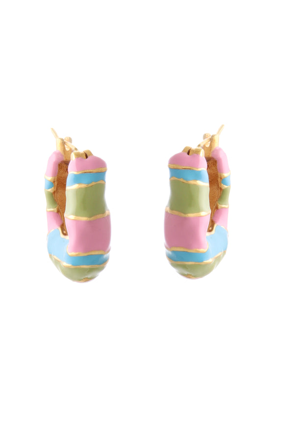 joanna laura constantine WAVE HOOP EARRINGS WITH MULTI COLORED ENAMEL