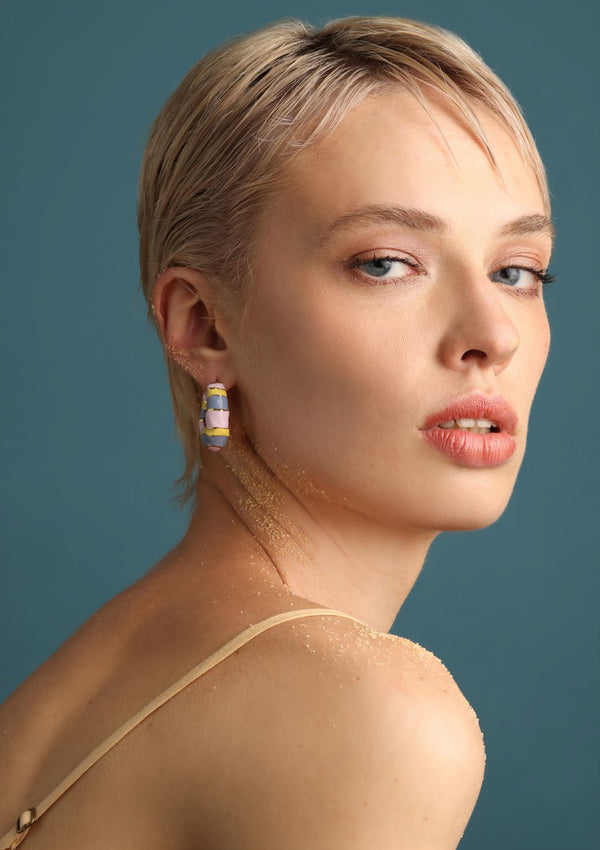 Joanna Laura Constantine WAVE HOOP EARRINGS WITH MULTI COLORED ENAMEL
