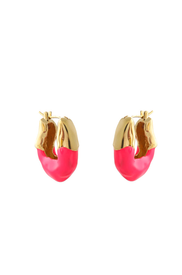joanna laura constantine WAVE HOOP EARRINGS WITH NEON PINK ENAMEL