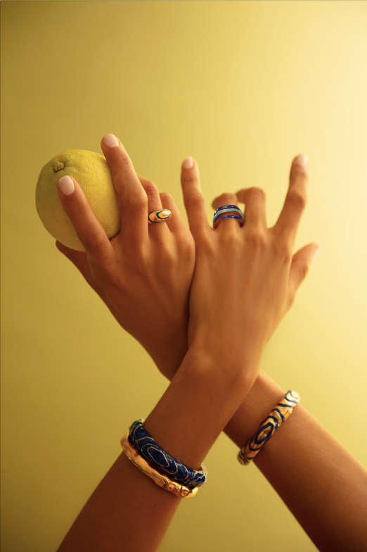 Joanna Laura Constantine WAVE RING WITH ENAMEL DETAILS