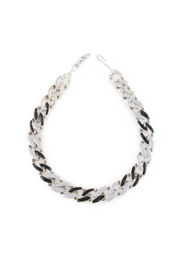 joanna laura constantine WHITE RHODIUM PLATED CHAIN NECKLACE WITH ENAMEL