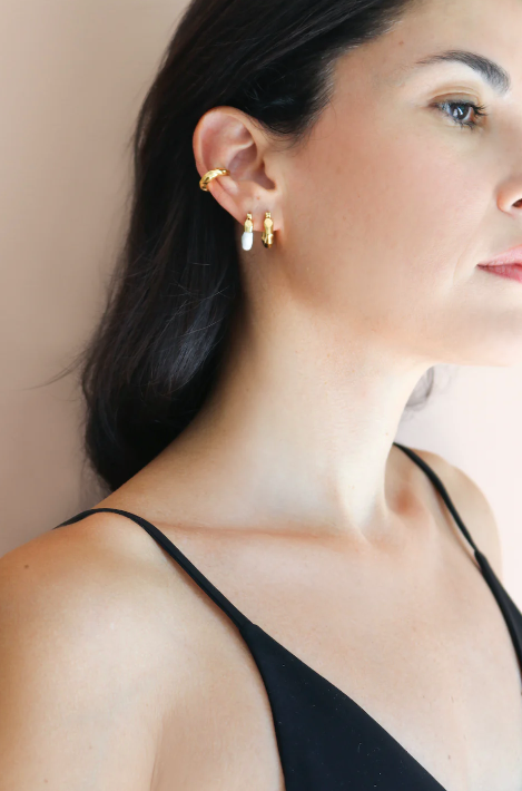 Joanna Laura Constantine WHITE RHODIUM PLATED MINI HOOP EARRINGS