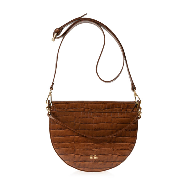 Joanna Maxham Forget Me Not Saddle Bag (Saddle Croc-Embossed)