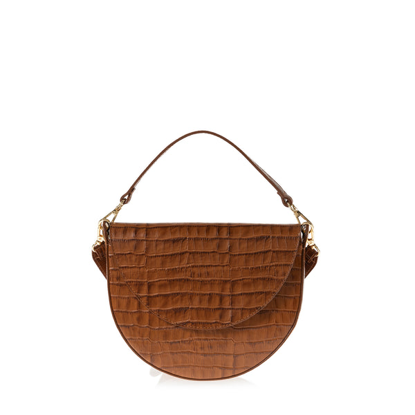 Joanna Maxham Forget Me Not Saddle Bag (Saddle Croc-Embossed)