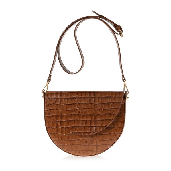 joanna maxham Forget Me Not Saddle Bag (Saddle Croc-Embossed)