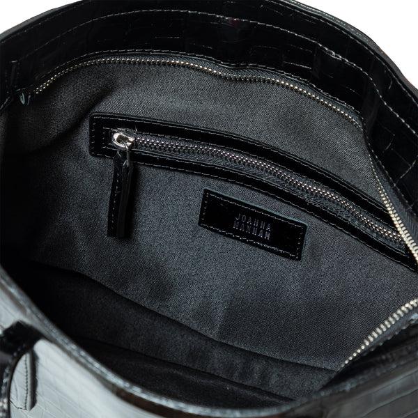 Joanna Maxham Cabas Tote Bag (Black Croc-Embossed)