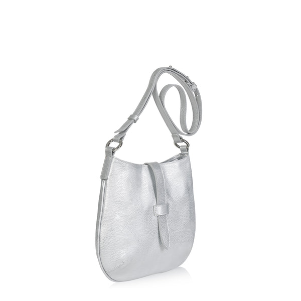 Joanna Maxham Tulip Crossbody Bag (Silver Pebbled)