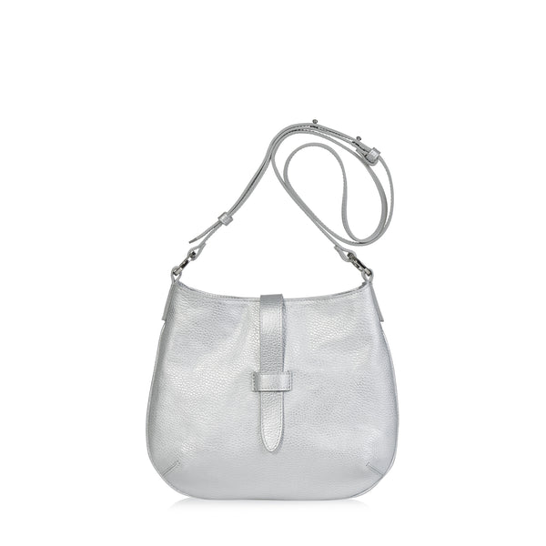 joanna maxham Tulip Crossbody Bag (Silver Pebbled)