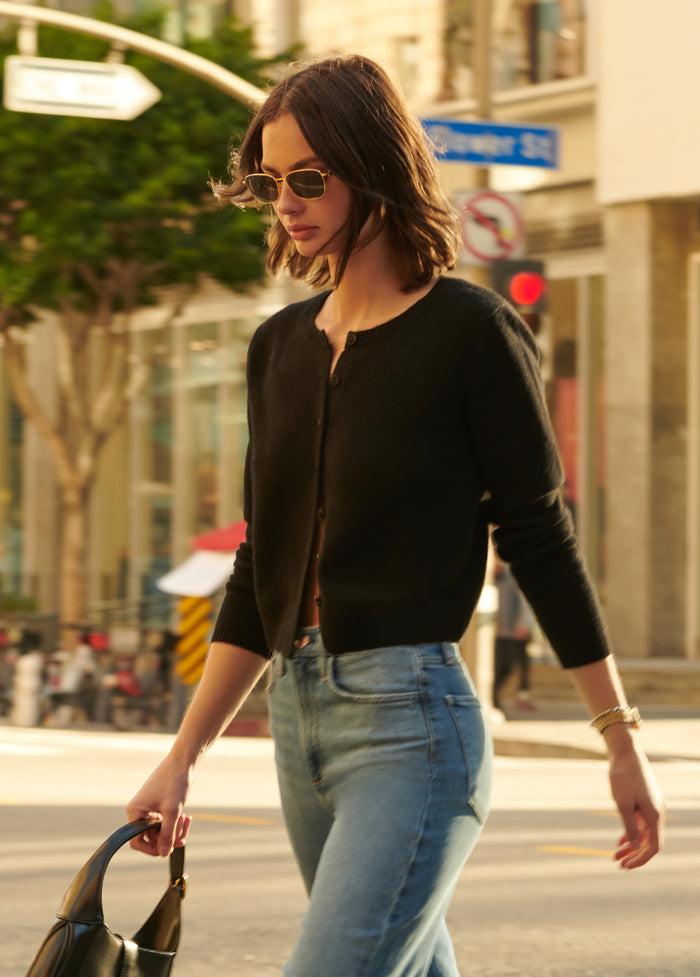 joe's THE DANI CASHMERE CARDIGAN BLACK