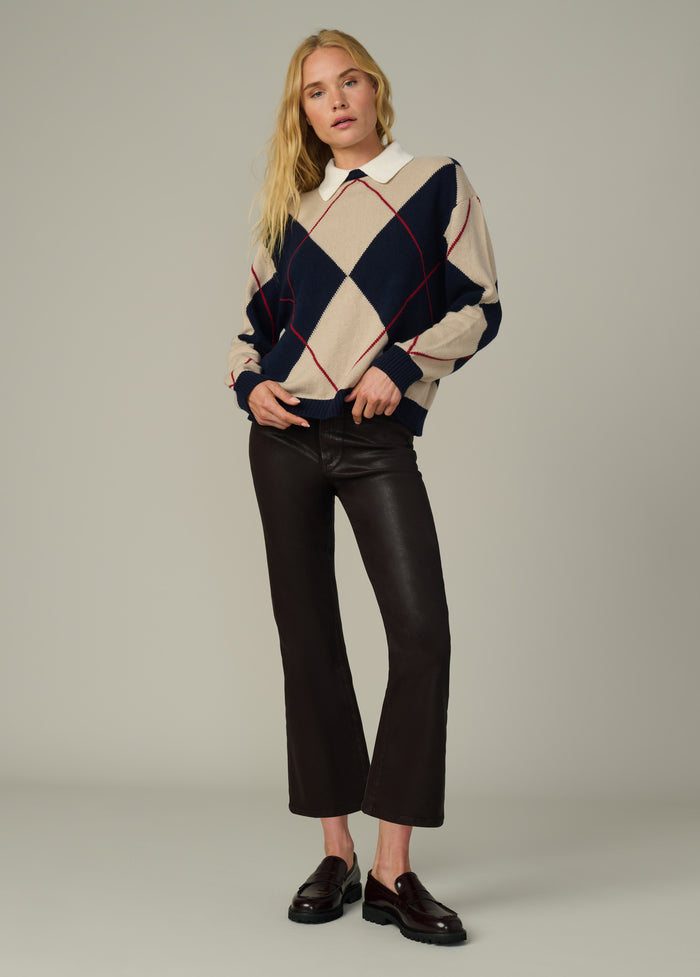 joe's THE JUDE COLLARED SWEATER NAVY MULTI ARGYLE