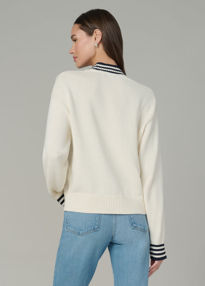 Joe's THE LEAH CARDIGAN ECRU W/ NAVY TIPPI