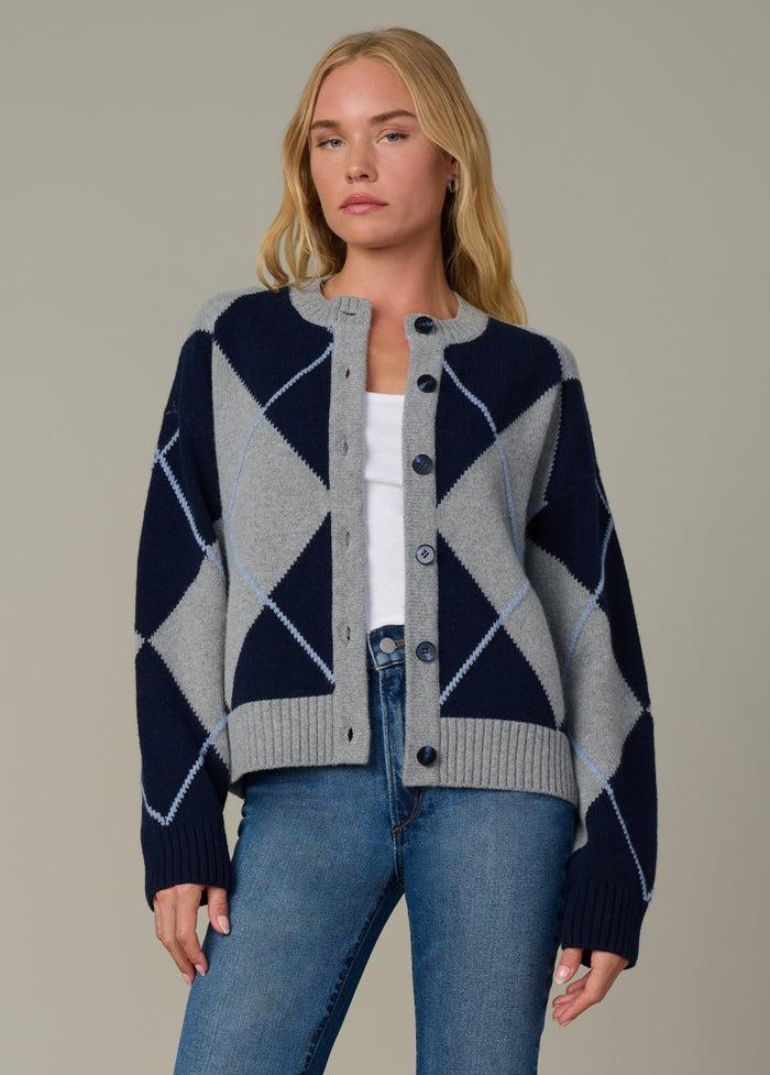 joe's THE RELAXED FIT CARDIGAN BLUE ARGYLE
