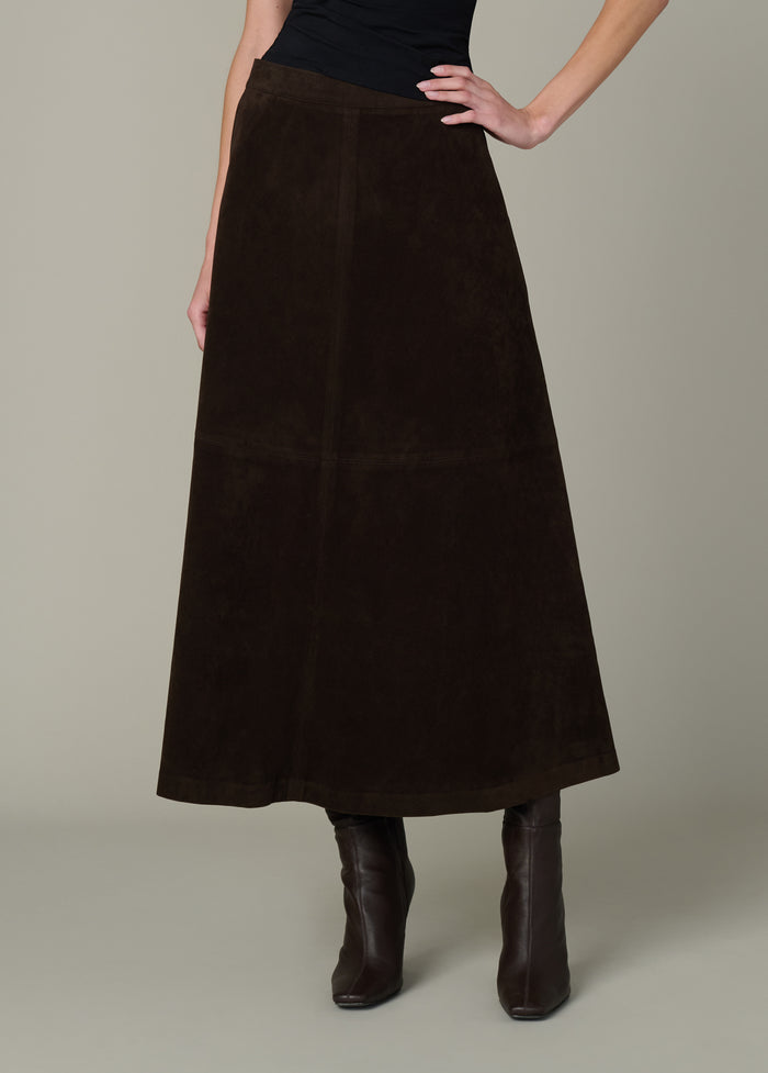 Joe's THE TAVI VEGAN SUEDE SKIRT DARK CHOCOLATE