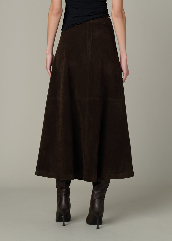 Joe's THE TAVI VEGAN SUEDE SKIRT DARK CHOCOLATE