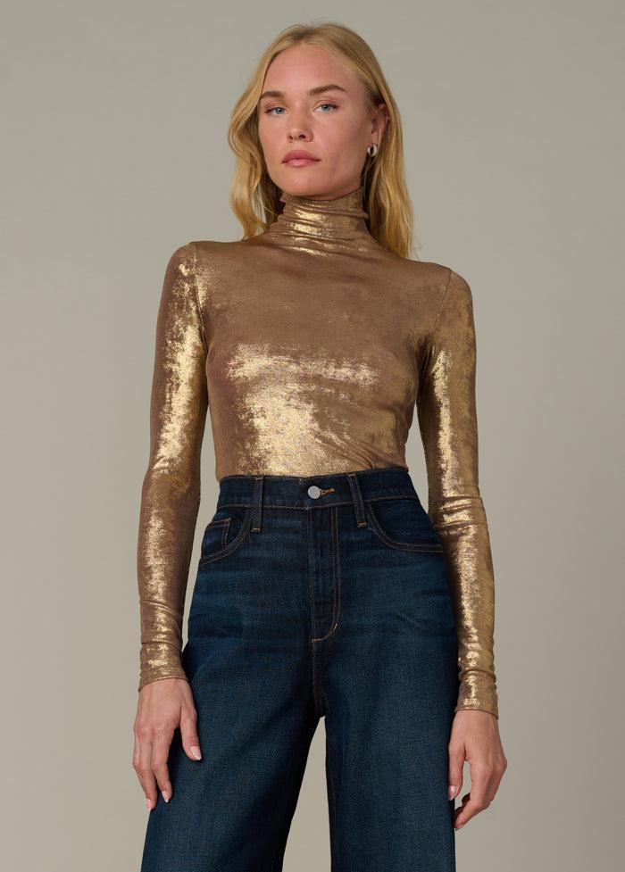 joe's THE TONY LONG SLEEVE TOP BRONZE BROWN