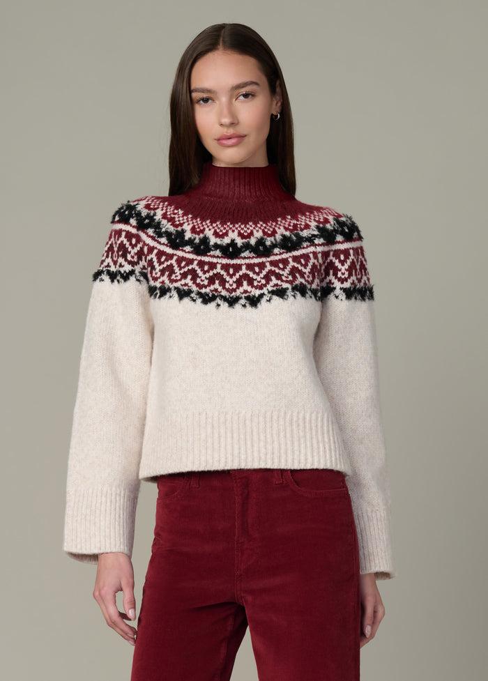 joe's THE CELESTE FAIR ISLE SWEATER SYRAH MULTI FAIR ISLE