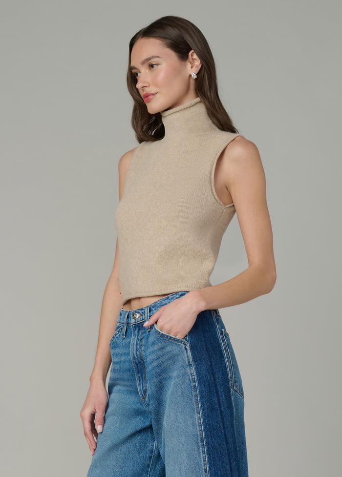 Joe's THE STEVIE SLEEVELESS ROLL NECK SWEATER CAMEL