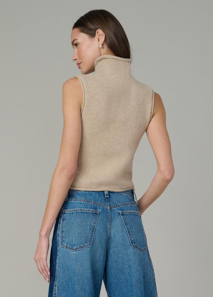 Joe's THE STEVIE SLEEVELESS ROLL NECK SWEATER CAMEL