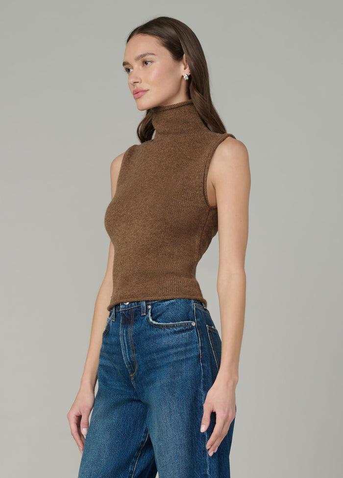Joe's THE STEVIE SLEEVELESS ROLL NECK SWEATER CINNAMON