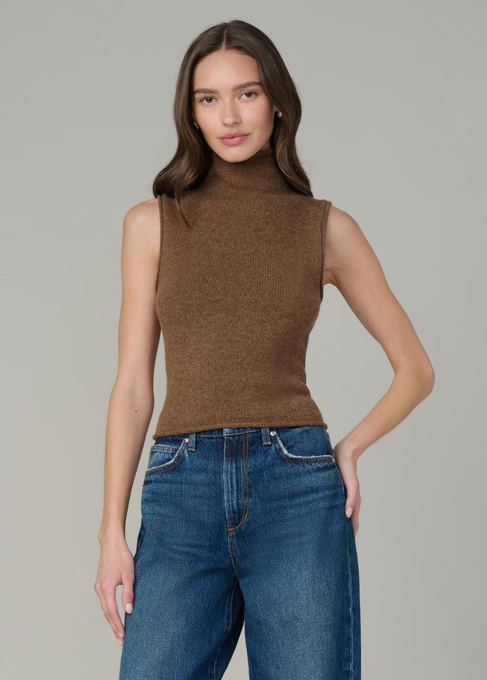 joe's THE STEVIE SLEEVELESS ROLL NECK SWEATER CINNAMON