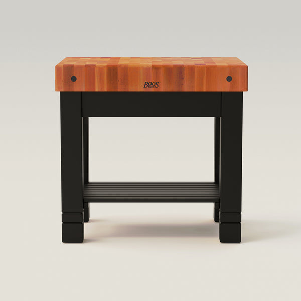 john boos 36" x 24" x 5" Cherry Homestead Block With Lower Shelf And Utensil Drawer