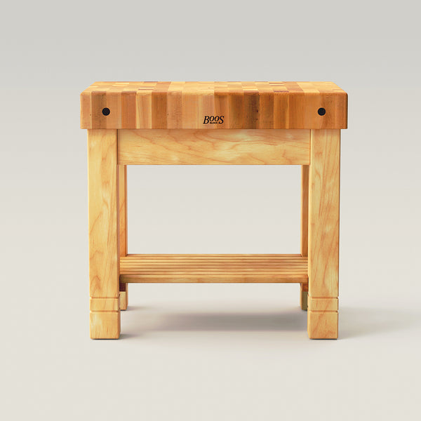 John Boos 36" X 24" X 5" Maple Homestead Block With Lower Shelf And Utensil Drawer