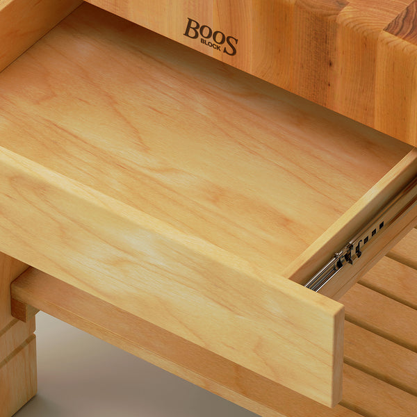 John Boos 36" X 24" X 5" Maple Homestead Block With Lower Shelf And Utensil Drawer