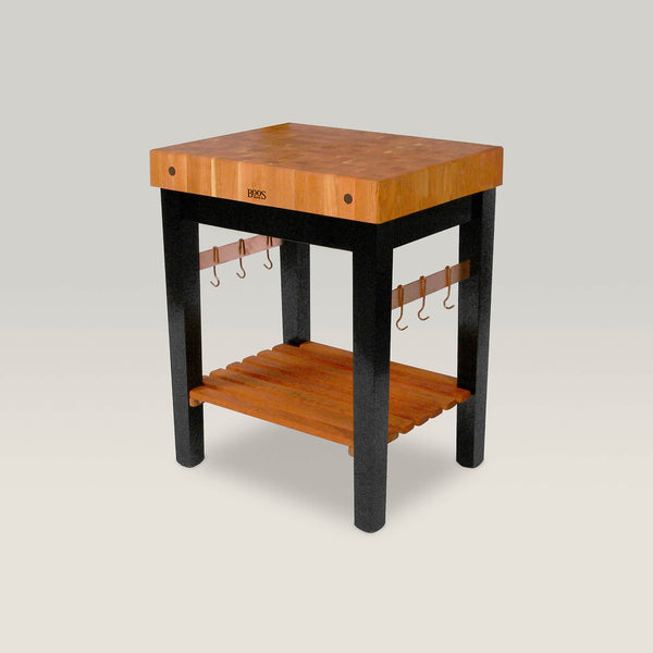John Boos Cherry Pro Prep Bloc With 4" Thick End Grain Block Lower Shelf And Towel Bars