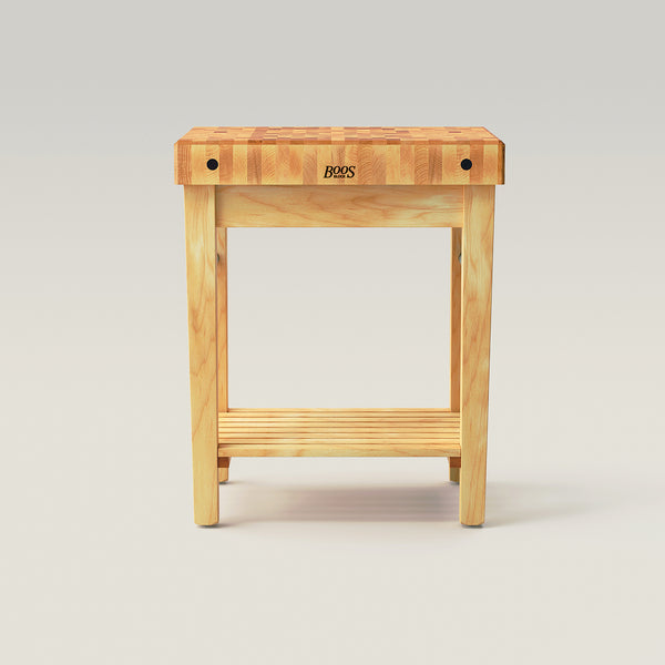John Boos Maple Pro Prep Block With 4" Thick End Grain Top Towel Bars And Lower Shelf
