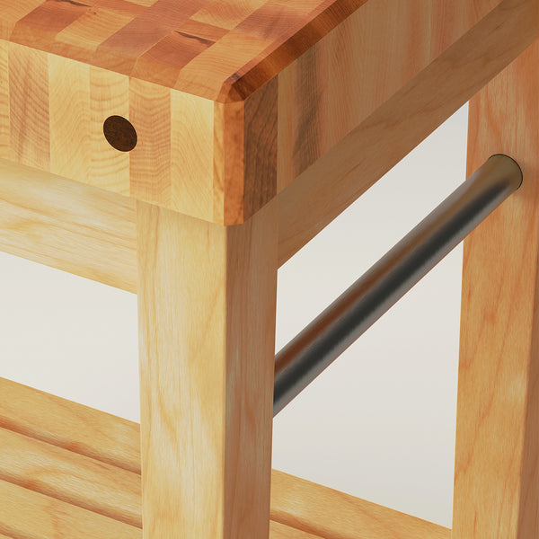 John Boos Maple Pro Prep Block With 4" Thick End Grain Top Towel Bars And Lower Shelf