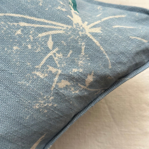 John Derian 18" X 18" 2308 Pillow In Sky Add To Cart Details 18" X 18" 55% Cotton 45% Linen Insert Included Handmade in India. Care Dry Clean Only   Celebrated For Their Unique Wool Stoles Printed Bags Cardigans And Pillow