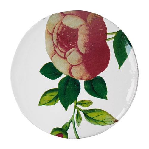 john derian 18th c Fan - Crimson Rosea Plate Add to cart Details 6.9" Diameter × 0.5" Deep Glazed terracotta Made in Paris Care Dishwasher safe on a moderate wash cycle. Not microwave safe. Image Origin 18th century Fan.  John