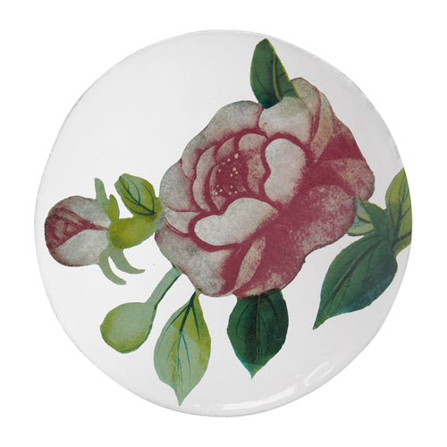 john derian 18th c Fan - Superb Rose Plate Add to cart Details 6.9" Diameter × 0.5" Deep Glazed terracotta Made in Paris Care Dishwasher safe on a moderate wash cycle. Not microwave safe. Image Origin 18th century Fan.  John D
