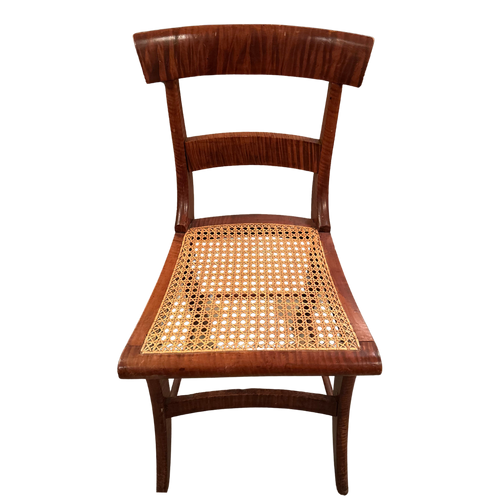 John Derian 19th Century Federal Tiger Burled Cane Chair Add To Cart Included In Our Carefully Curated Antique Furniture collection Is an Antique Tiger Burled Cane Chair  featuring  carved maple Slat Back Frames Splayed Leg