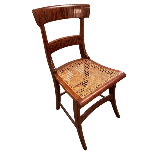 john derian 19th Century Federal Tiger Burled Cane Chair Add to cart Included in our carefully curated antique furniture collection is an antique tiger burled cane chair  featuring  carved maple slat back frames splayed leg
