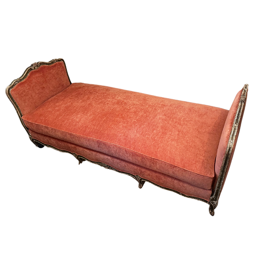 John Derian 19th Century French Daybed Upholstered In John Derian For Cisco Brothers "Velluto Rose" Velvet Linen Add To Cart Included In Our Carefully Curated Antique Furniture collection Is a 19th Century Daybed Featuring Car