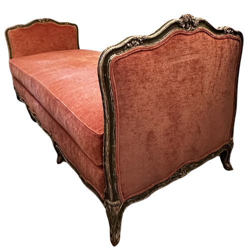 John Derian 19th Century French Daybed Upholstered In John Derian For Cisco Brothers "Velluto Rose" Velvet Linen Add To Cart Included In Our Carefully Curated Antique Furniture collection Is a 19th Century Daybed Featuring Car