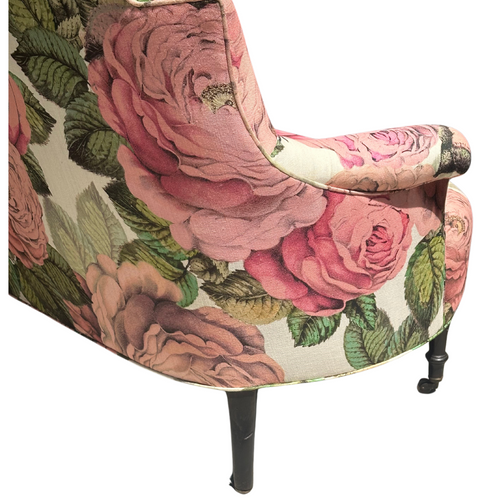 John Derian 19th Century French Loveseat In John Derian For Designers Guild "The Rose Tuberose" Fabric Custom Furniture