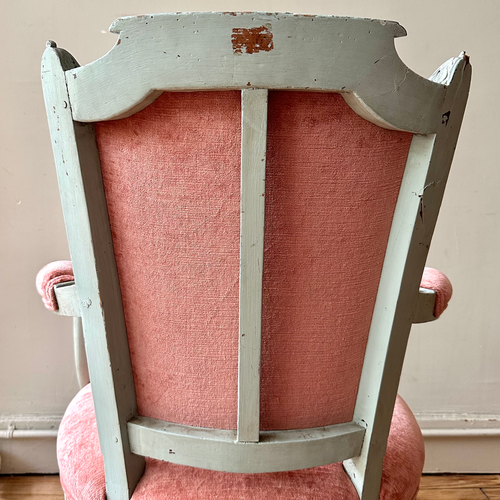 John Derian 19th Century Swedish Painted Chair Upholstered In Velluto Rose Fabric Custom Furniture