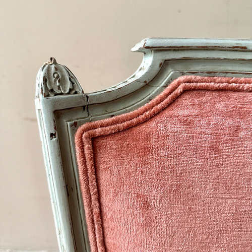 John Derian 19th Century Swedish Painted Chair Upholstered In Velluto Rose Fabric Custom Furniture