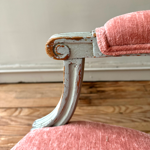 John Derian 19th Century Swedish Painted Chair Upholstered In Velluto Rose Fabric Custom Furniture