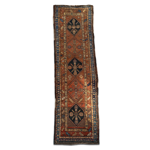 john derian 3'5" x 11'11" Antique Runner Add to cart FINAL SALE This antique runner rug features bold geometric patterns and rich earthy colors characteristic of rugs from the Caucasus region. Handwoven with natural dyes its des
