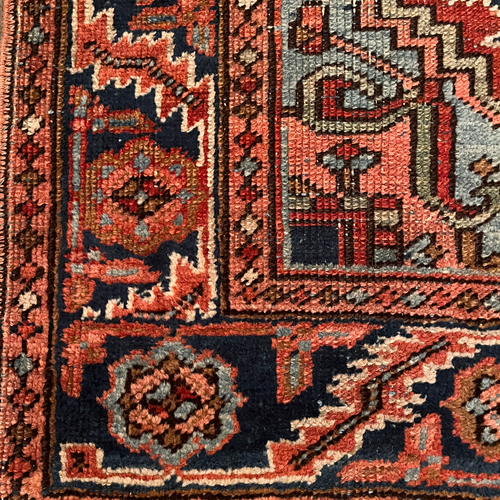 John Derian 3'9" X 2'8" Antique Heriz Rug (DB12918) Add To Cart FINAL SALE This Antique Heriz Rug Is An Example Of Persian Village Weaving Originating From The Heriz Region In Northwestern Iran Near Tabriz. These Rugs Are Renown