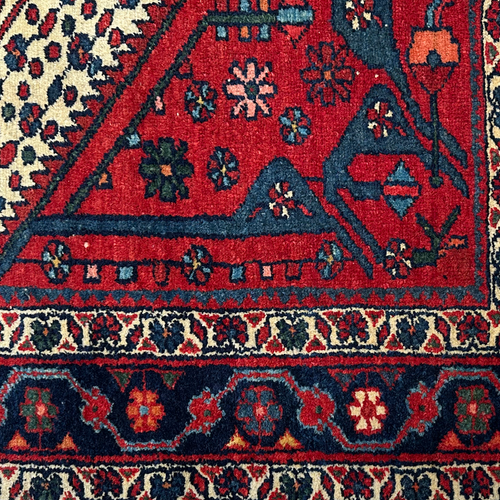 John Derian 4'5" X 6'7" Antique Hamadan Rug #1 Add To Cart A Hamadan Rug Is A Type Of Persian Rug Woven In And Around The City Of Hamadan One Of Iran’s Oldest Weaving Centers. These Rugs Are Known For Their Bold Geometric Patt