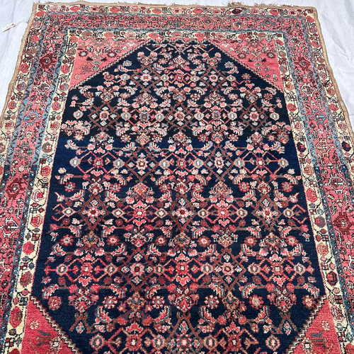 John Derian 4'7" X 6'9" Antique Hamadan Rug #4 Add To Cart A Hamadan Rug Is A Type Of Persian Rug Woven In And Around The City Of Hamadan One Of Iran’s Oldest Weaving Centers. These Rugs Are Known For Their Bold Geometric Patt