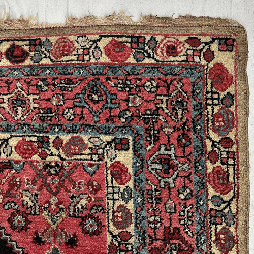 John Derian 4'7" X 6'9" Antique Hamadan Rug #4 Add To Cart A Hamadan Rug Is A Type Of Persian Rug Woven In And Around The City Of Hamadan One Of Iran’s Oldest Weaving Centers. These Rugs Are Known For Their Bold Geometric Patt