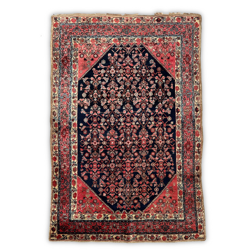 john derian 4'7" x 6'9" Antique Hamadan Rug #4 Add to cart A Hamadan rug is a type of Persian rug woven in and around the city of Hamadan one of Iran’s oldest weaving centers. These rugs are known for their bold geometric patt