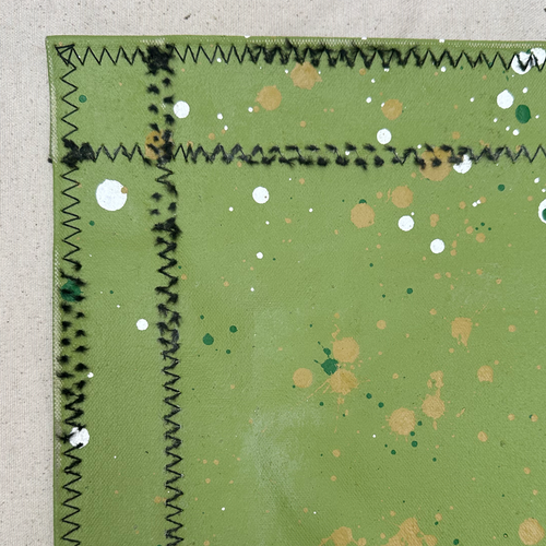 John Derian 5' 7.5" X 9' Black Point Mercantile Splatter Painted Canvas Mat #25 Painted Canvas Mat