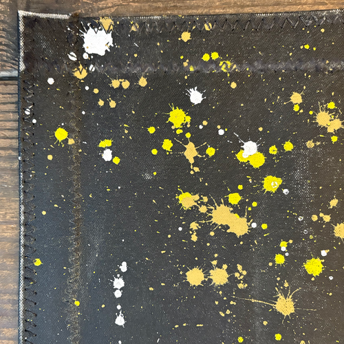 John Derian 5' 9" X 2' Black Point Mercantile Splatter Painted Canvas Mat #27 Painted Canvas Mat