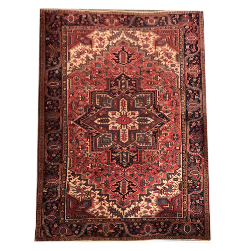 john derian 6’ 4" x 9’ 5" Heriz Rug Add to cart FINAL SALE Details 6’ 4" x 9’ 5"  c. 20th Century Heriz Iran  Care Dry clean only. Please note that vintage & antique items may embrace unique variations such as tears st